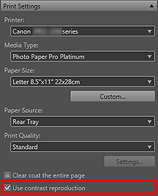 рисунок: Область параметров (Параметры печати)