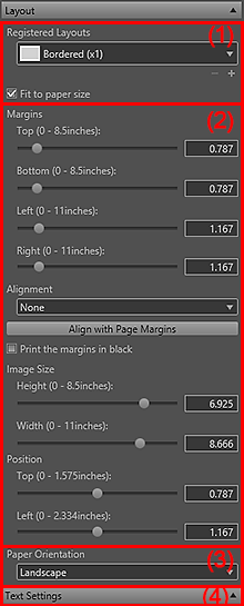 figure: Settings area (Layout)