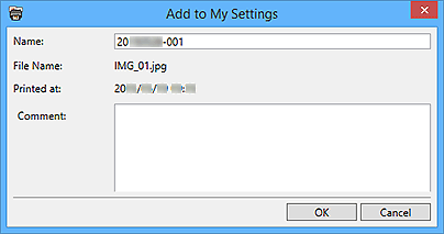 figure: Add to My Settings dialog box