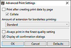 figure: Advanced Print Settings dialog box