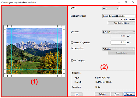 figura: Schermata di Layout Plug-In for Print Studio Pro