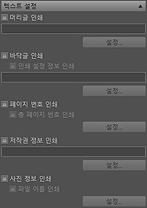 그림: 설정 영역의 [텍스트 설정](레이아웃)