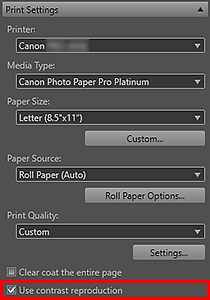 figure: Settings area (Print Settings)