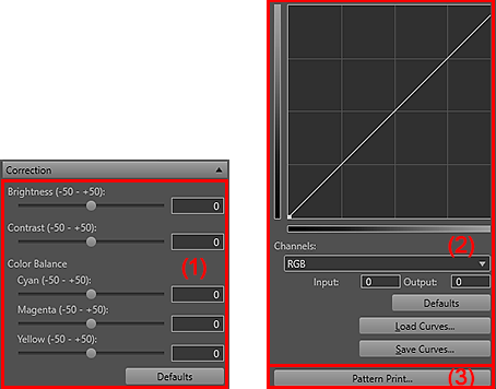 figure: Settings area (Correction)