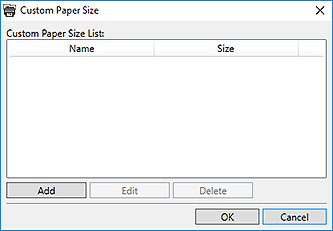 figure: Custom Paper Size dialog box