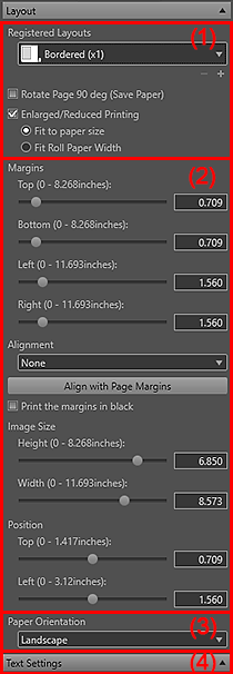 figure: Settings area (Layout)