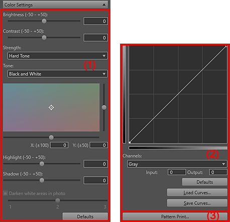 figure: Settings area (Color Settings)