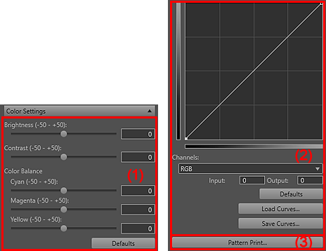 figure: Settings area (Color Settings)