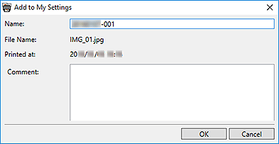 figure: Add to My Settings dialog box