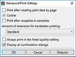 figure: Advanced Print Settings dialog box