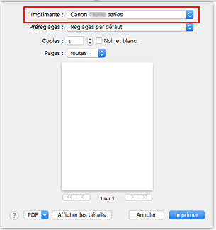 figure&nbsp;:&nbsp;Imprimante dans la boîte de dialogue Imprimer