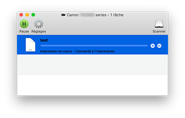 figure : Écran d'état de l'impression.