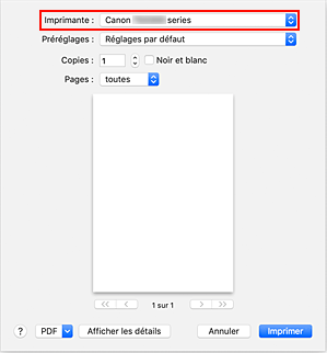 figure&nbsp;:&nbsp;Imprimante dans la boîte de dialogue Imprimer