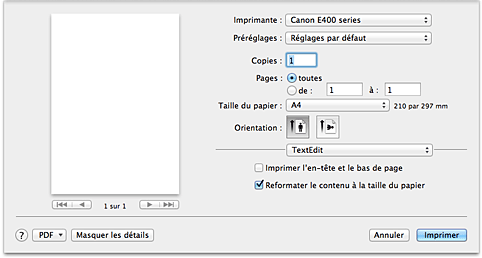 figure : Boîte de dialogue Imprimer