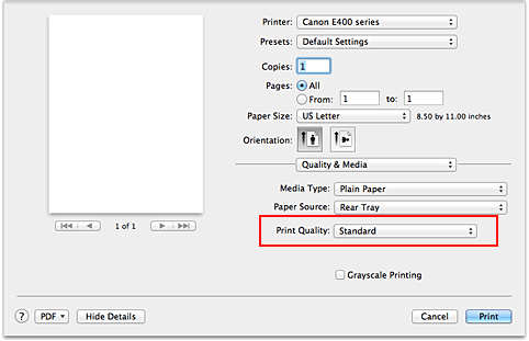 figure:Print Quality of Quality & Media in the Print dialog
