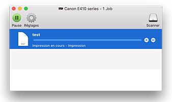 figure : Écran d'état de l'impression.