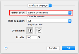 figure&nbsp;: Format pour les attributs de page de la Boîte de dialogue Configuration de la page
