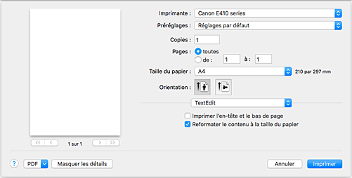 figure&nbsp;: Boîte de dialogue Imprimer