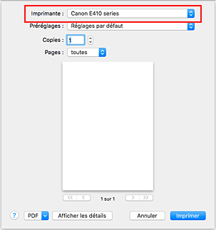 figure&nbsp;:&nbsp;Imprimante dans la boîte de dialogue Imprimer