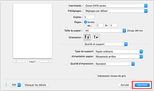 figure&nbsp;:&nbsp;Imprimer dans la boîte de dialogue Imprimer