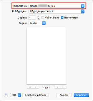 figure&nbsp;:&nbsp;Imprimante dans la boîte de dialogue Imprimer