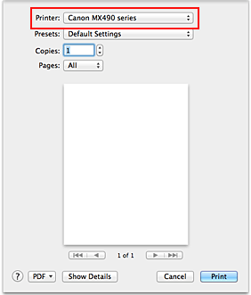 figure:Printer in the Print dialog