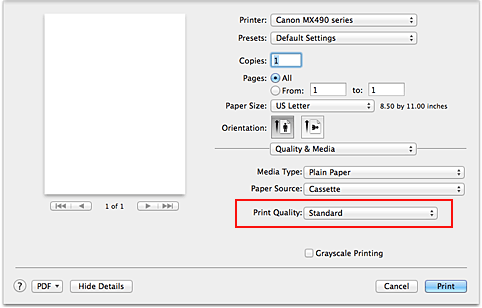 figure:Print Quality of Quality & Media in the Print dialog