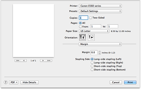 figure:Margin in the Print dialog