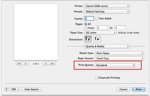 figure:Print Quality of Quality & Media in the Print dialog