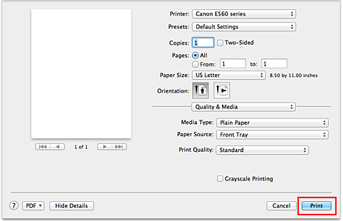 figure:Print in the Print dialog