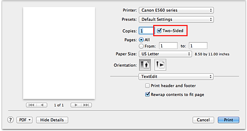 figure:Two-Sided in the Print dialog