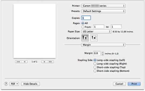 figure:Margin in the Print dialog