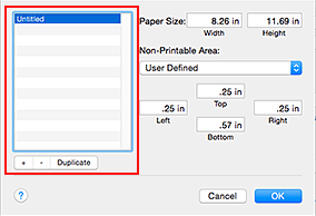 figure:Custom Paper Sizes dialog