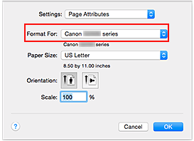 figura: Formatar Para de Atributos de Página na caixa de diálogo Configurar Página