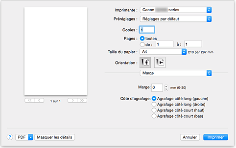 figure&nbsp;:&nbsp;Marge dans la boîte de dialogue Imprimer