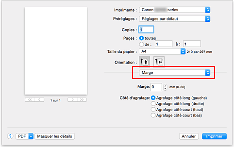 figure&nbsp;:&nbsp;Marge dans la boîte de dialogue Imprimer