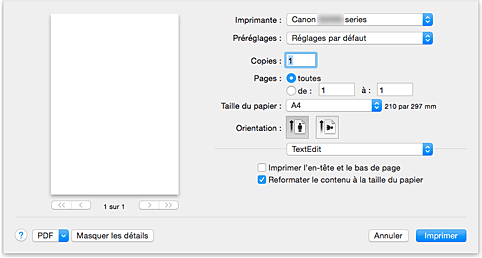 figure : Boîte de dialogue Imprimer