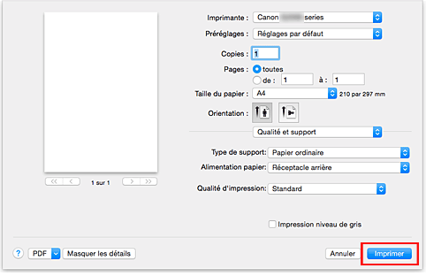 figure : Imprimer dans la boîte de dialogue Imprimer