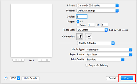figur: Skriv ut i dialogrutan Skriv ut