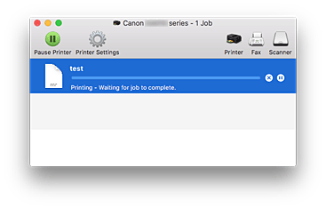 figur: Skjermbildet for utskriftsstatus