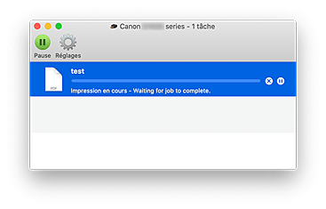 figure : Écran d'état de l'impression.