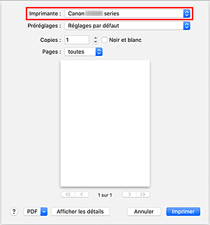 figure&nbsp;:&nbsp;Imprimante dans la boîte de dialogue Imprimer