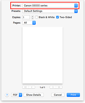 figure: Printer in the Print dialog