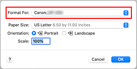 figura: Formatar Para de Atributos de Página na caixa de diálogo Configurar Página