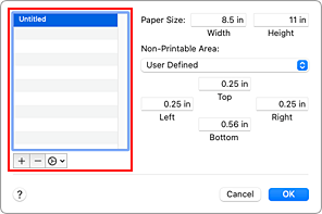 figure:Custom Paper Sizes dialog