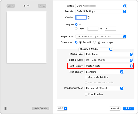 figure:Print Quality of Quality & Media in the Print dialog