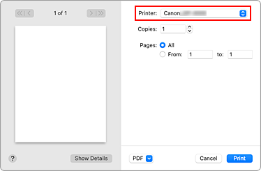 figure:Printer in the Print dialog