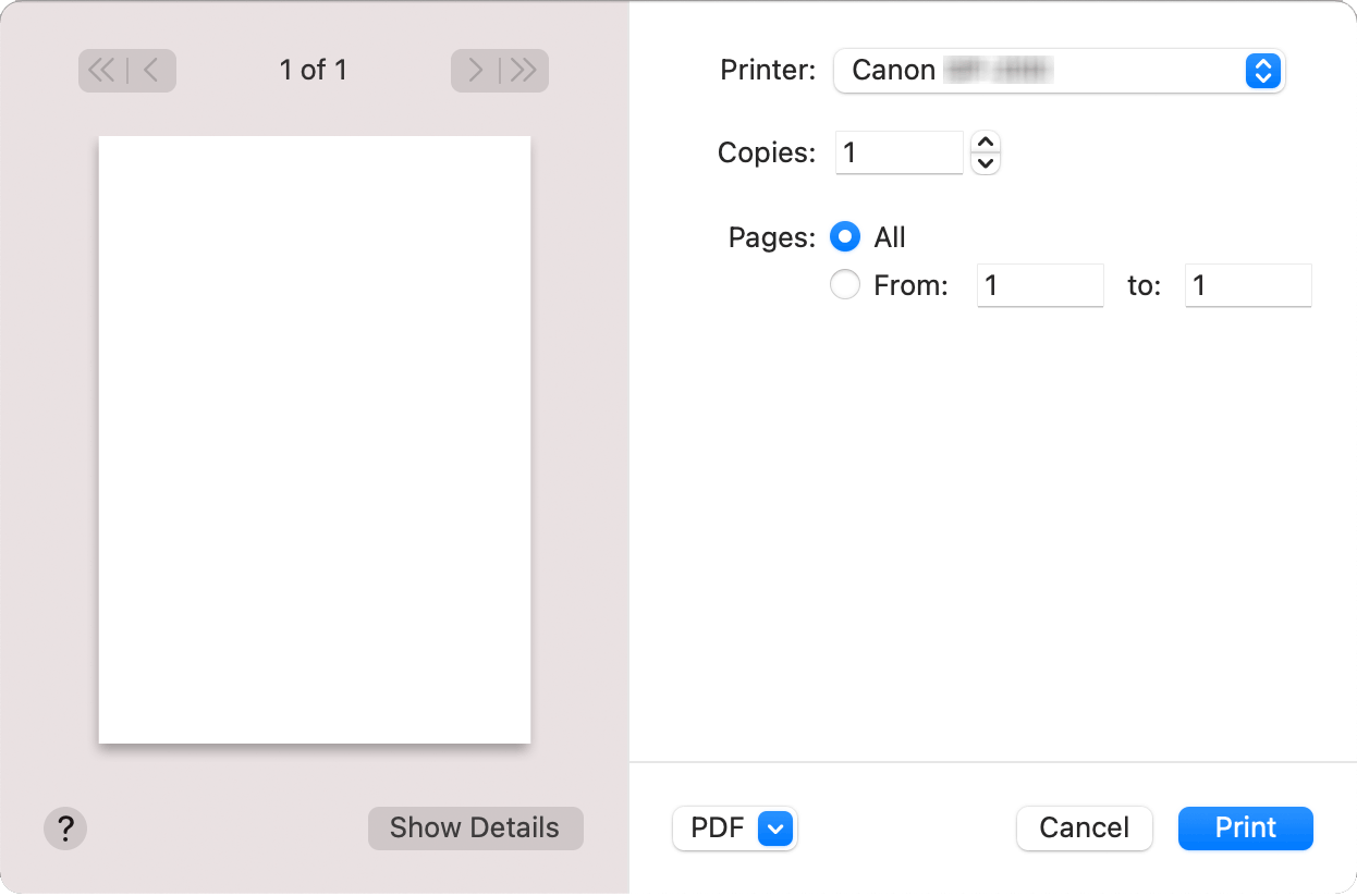 figure: Printer in the Print dialog