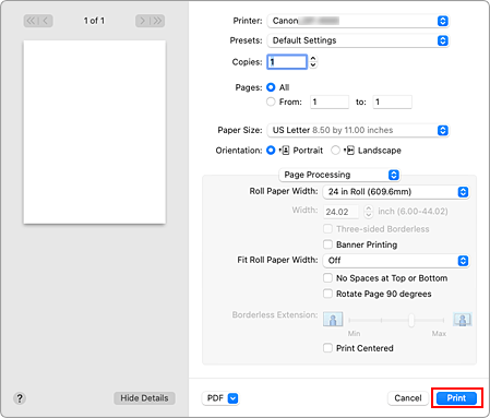 figure:Print in the Print dialog