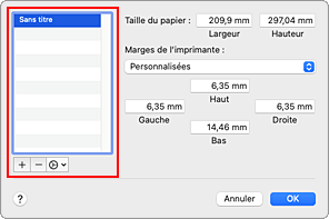 figure&nbsp;: Boîte de dialogue Tailles de page personnalisées